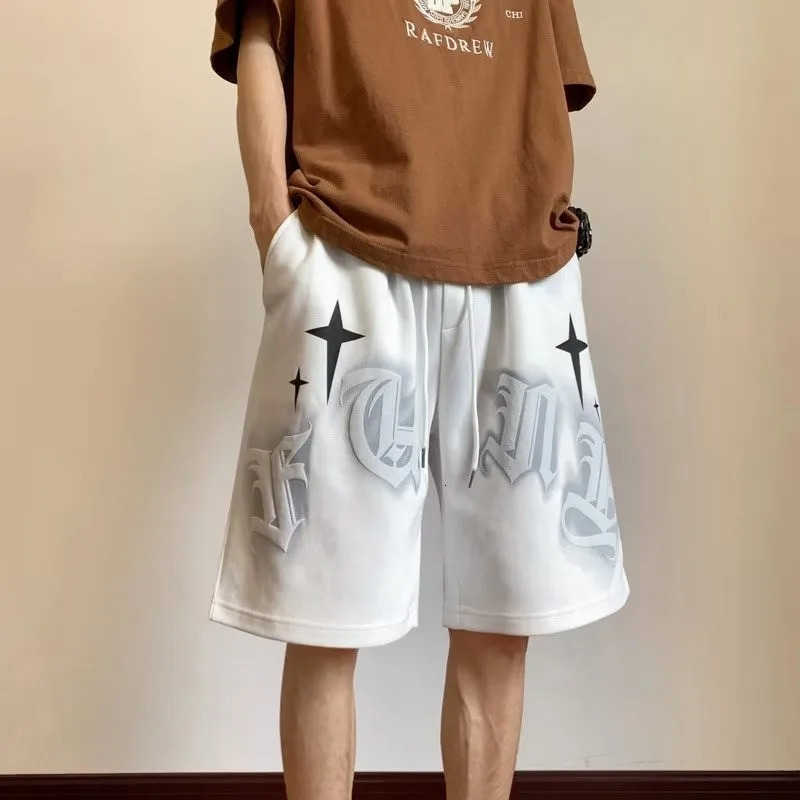 Korean Trend Star Letter Printing Couple Shorts Neutral Shoulder Strap Dragging Casual Loose Couple Shorts 250402