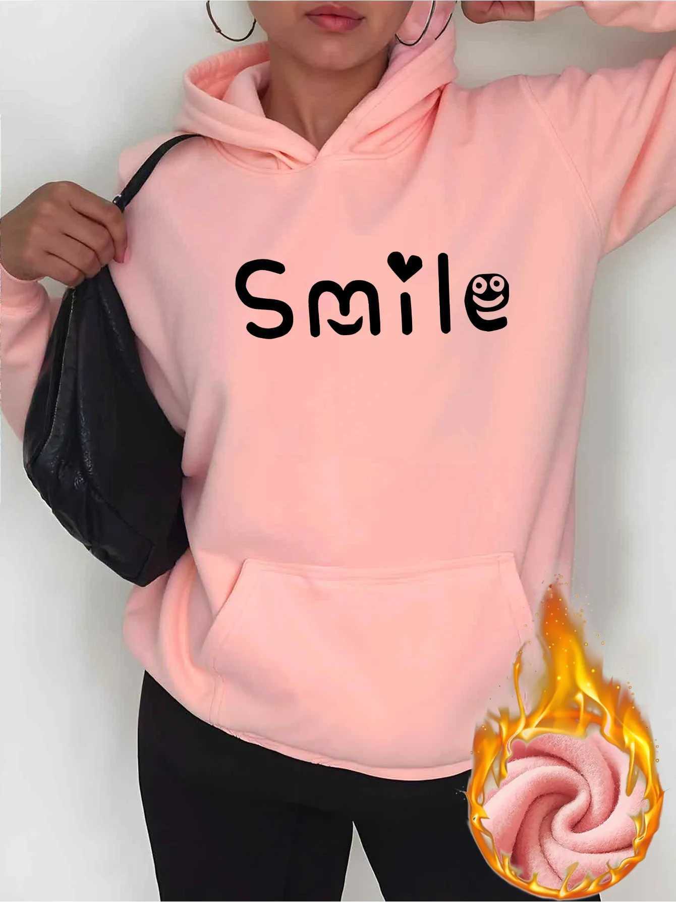 2025 Autumn and Winter Womens Casual Smile Pattern Hoodie Comfortable Hooded Sweatshirt Comfortable Pattern Pullover Y2K TopT251105