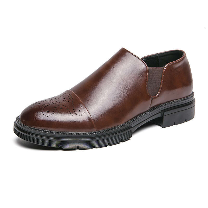 Large Block Carved Leather for Men's 38-46 Business Dress, Wearing Lazy Wedding Shoes, Lefu Shoes
