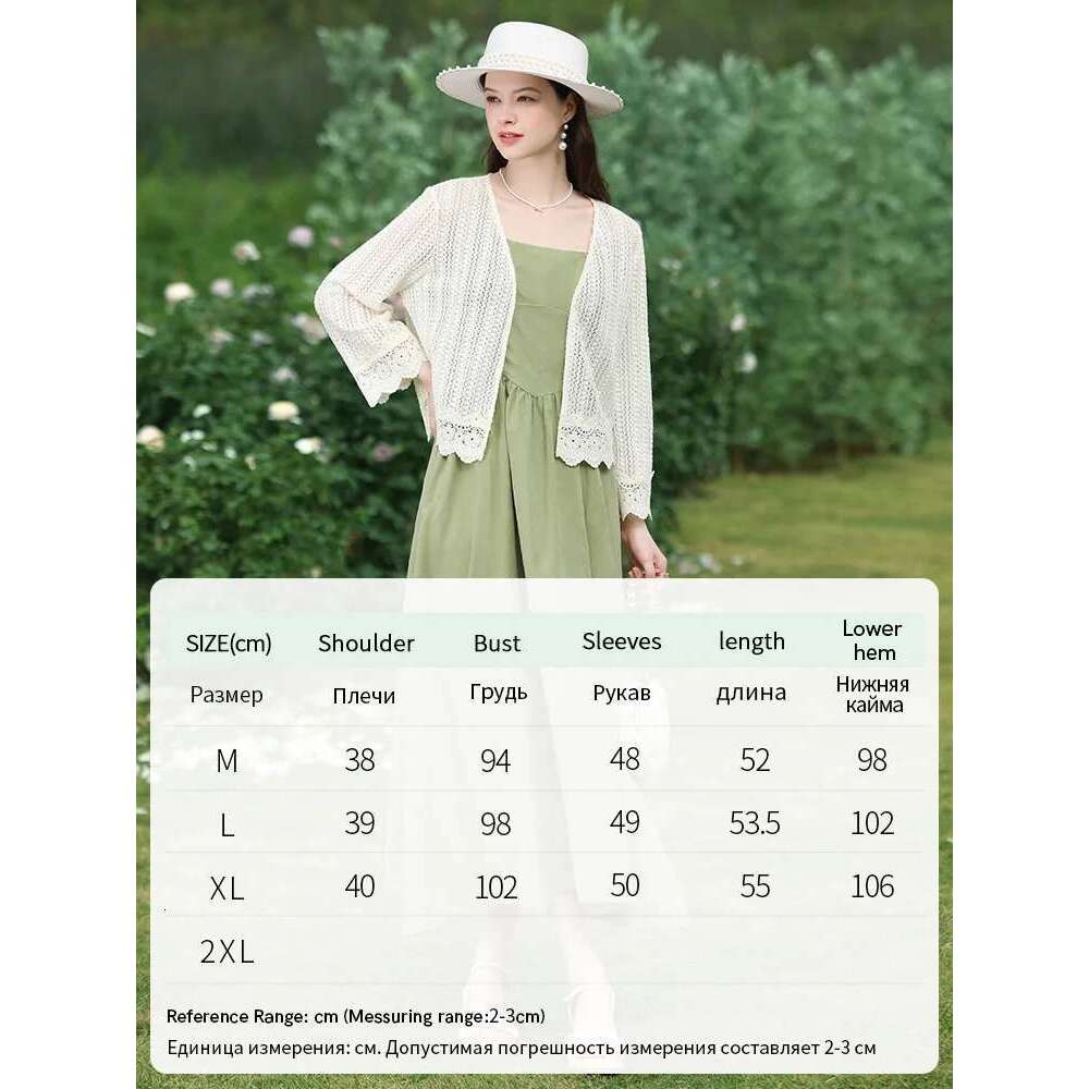 French Women Lace Cardigan Hollow Out Light Small Jackets Summer New Casual Air Conditioning Shirt