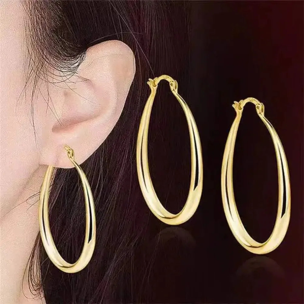 Arrival Fashion Geometric Dangle Earring Gold Color Oval Glossy Surface Metal Earrings for Women Charm Korea Jewelry 251131