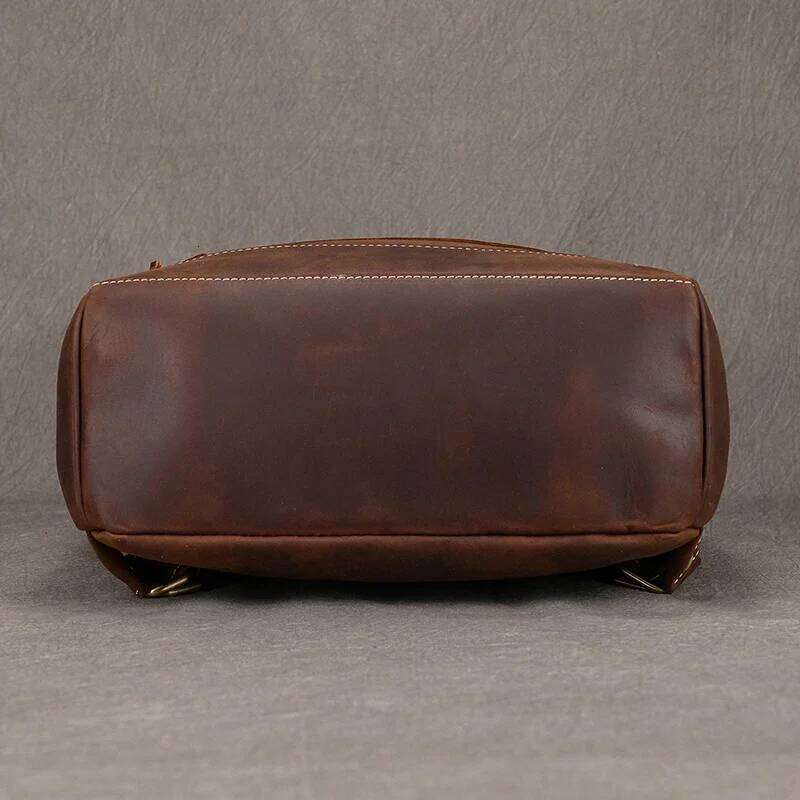 Fashion Designer Vintage Style Crazy Horse Travel Backpack Genuine Leather Computer Bag Men High Quality