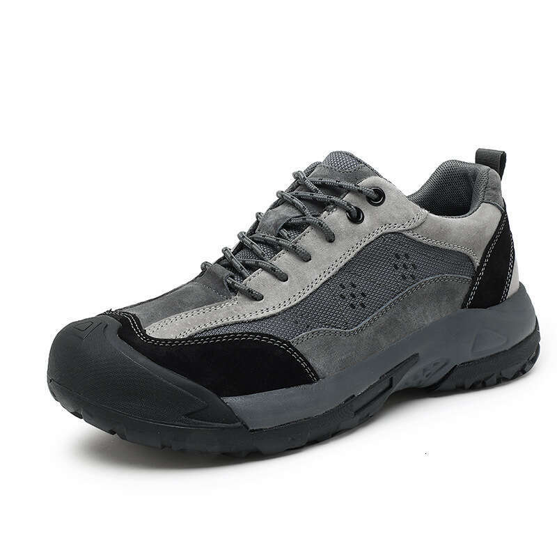 Large solid color low cut sports fashionable lace up casual thick soled hiking shoes, anti slip outdoor men's shoes