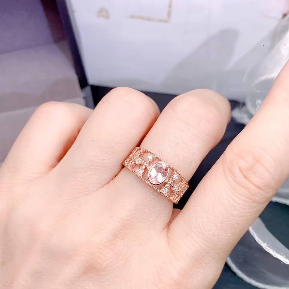 Luxury Womens 925 Sterling Silver Oval Cut Natural Morganite Ring Classic for Engagements Gifts New