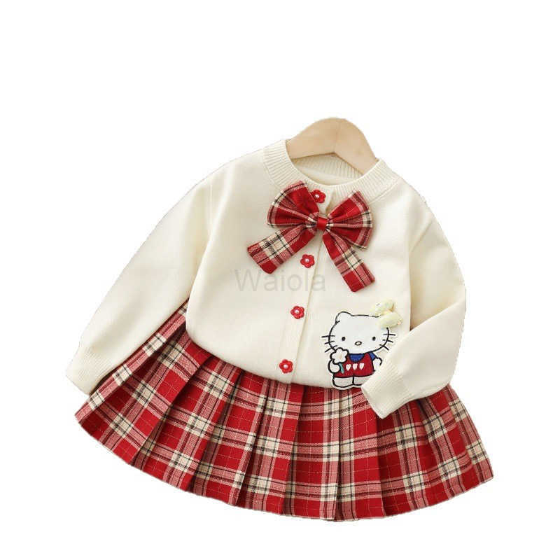 Sanrio Childrens Sweater Knitted Cardigan 2025 Autumn New Cartoon Cute Girl Cardigan Set H251105