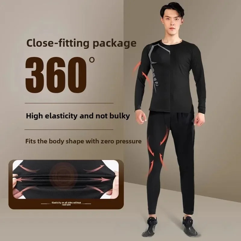 Mens Thermal Plush Base Layer Set Winter Thickened Running Trainning Quick Drying Clothes Fitness Tight Sports Mens Sweats Set 251104