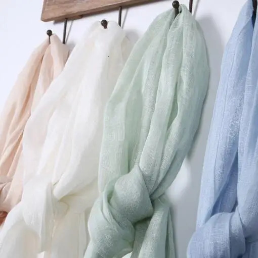 55*180cm Fashion Soft Solid Women 100% Linen Flax Tassel Scarf Summer Travel Sunscreen Long Shawl Elegant Hijab Women Foulard 250403