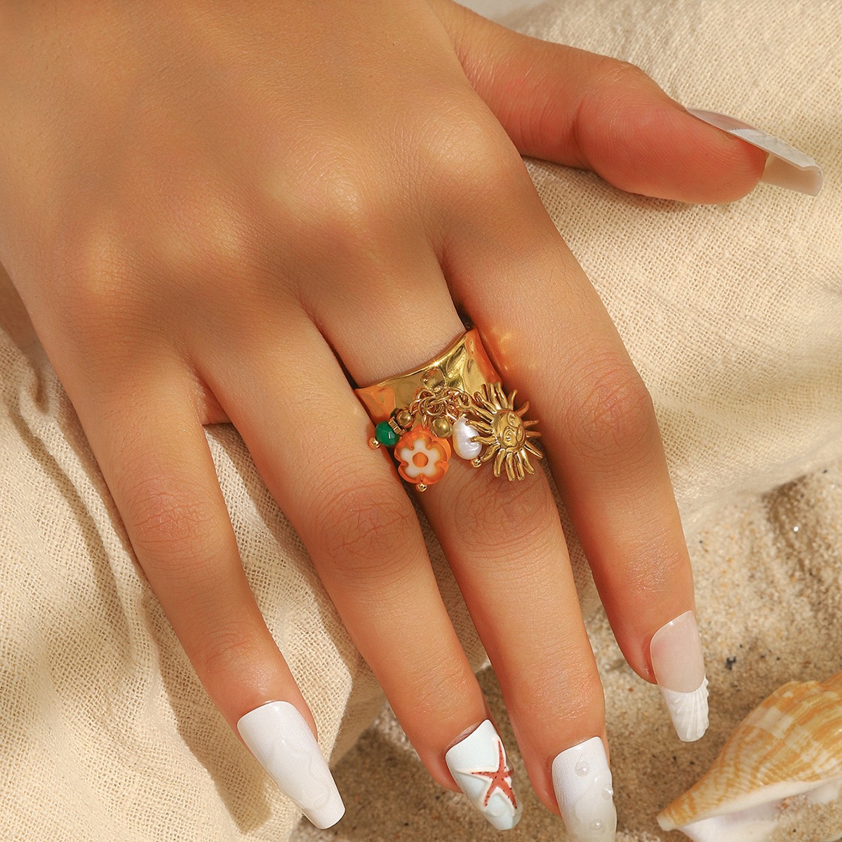 Ladies' stainless steel titanium steel ring Christmas socks reindeer snowflake ring plated 18k gold opening ring Christmas holiday gift