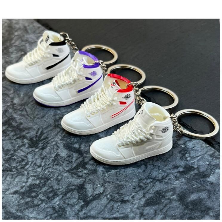 143 Styles Designer 3D Basketball Shoes Keychain Plastic Vinyl Stereoscopic Sneakers Keychains For Women Man Kids Bag Pendant Gift Sport Shoe Keyring