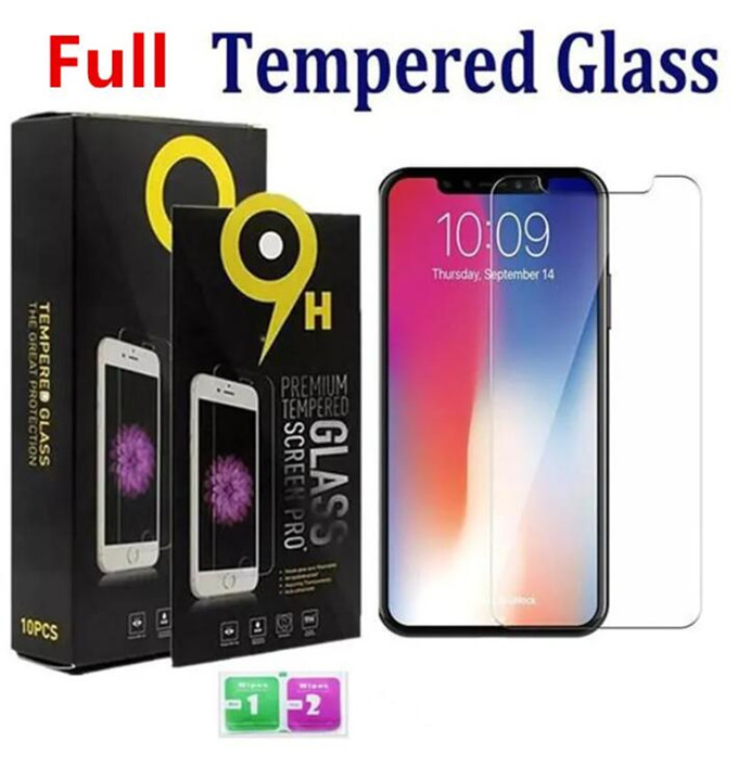 Screen Protector for iPhone 15 14 13 12 11 Pro Max XS XR Tempered Glass for 7 8 Plus LG stylo 6 Film 0.33mm With Paper Box