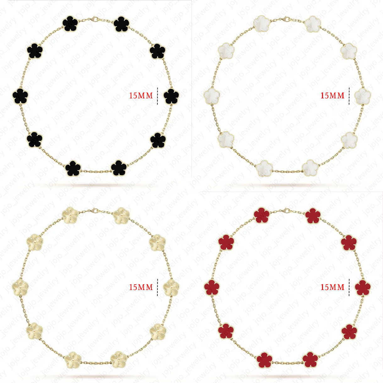 luxury necklace designer jewelry women gold necklace Minimalist lucky 15mm clover neckalce exquisite 10 motif flower gold chain for woman luxury designer jewelery