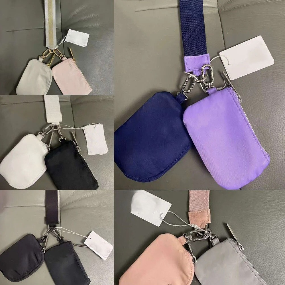 Colours Yoga 10 Bag Dual Pouch Mini Zip Around Wristlet Portable Lululies Keychain Wallet Coin Purse Pocket In Stock
