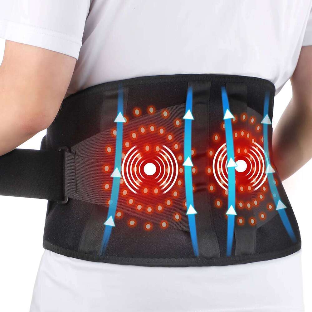 Heating Vibration Massager Belt, Red Light Hot Compress Brace Waist Back Massage Lumbar Support Belt