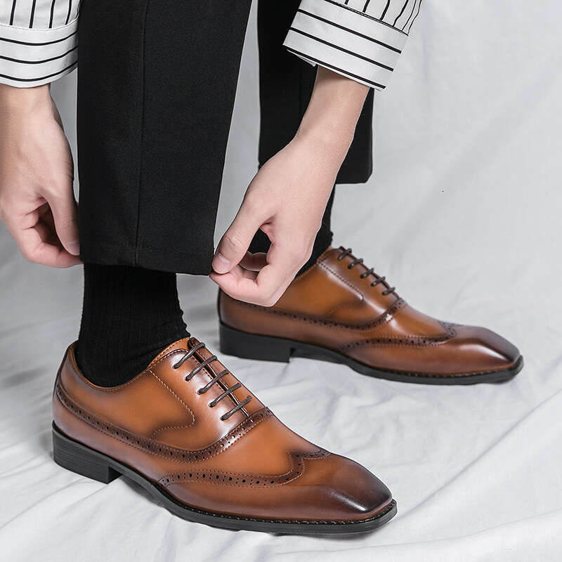 Large British style block men's shoes, sizes 38-46, 2023 Spring and Autumn Season new business casual leather shoes for men