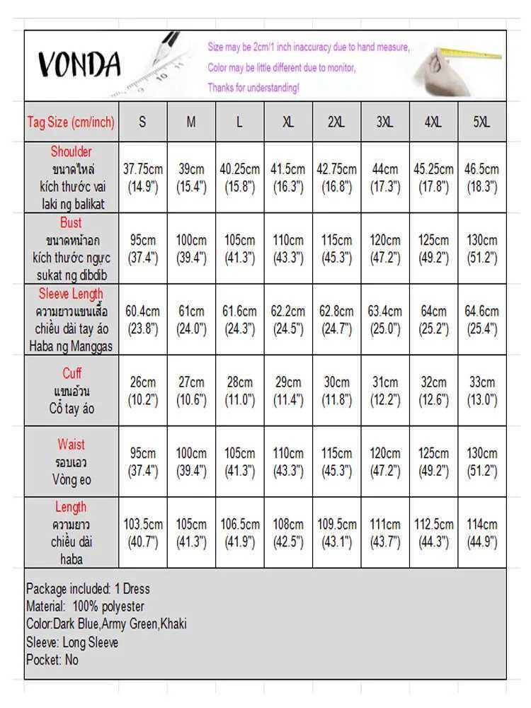 Plus Size 5XL VONDA Women Elegant Corduroy Dresses 2025 Autumn Long Sleeve Solid Midi Vestidos Casual Streetwear Party Robe J251105