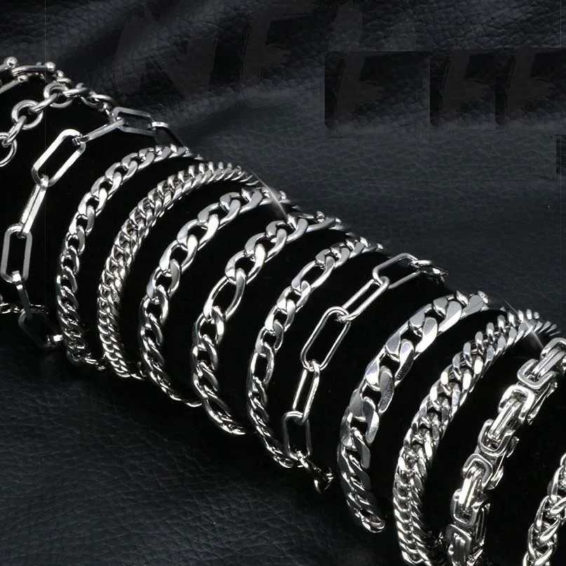 316L Stainless Steel Cuban Cable Figaro Chain Bracelet for Men Women Kpop High Quality Jewelry Solid Metals not FadeXJ251105