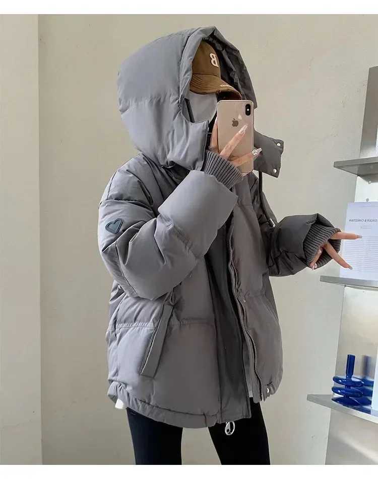 2024 Winter Warm Casual Loose Parkas Womens Down Cotton Jacket Coats Solid Oversize Elegant Female Soft Thick Puffer JacketsT251105