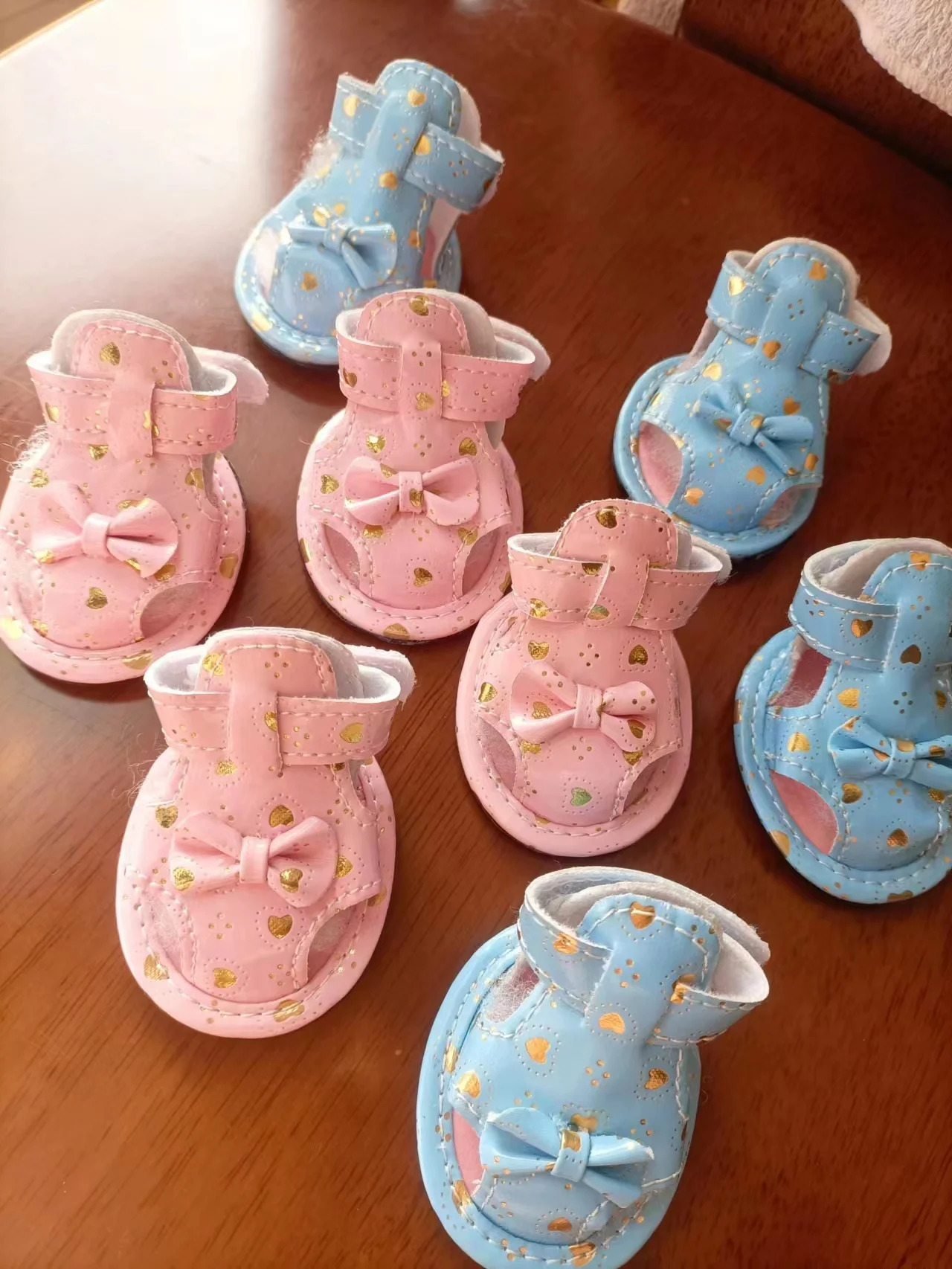 4pcs Pet Shoes Dog Products Summer PU Bows Dog Shoes for Chihuahua Yorkshire Pink Blue Red Princess Puppy Cats Pugs Products 250402