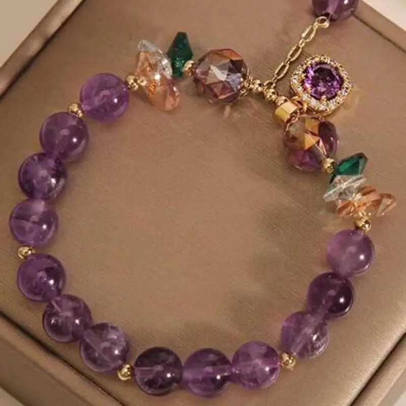 Junzi Purple Crystal Strand Coppers Light Luxury Vintage For Women Female Accessory Festival Party Daily C251105