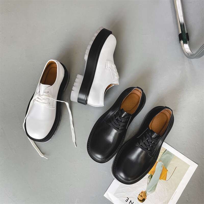 Jelly transparent big toe men's British style 2022 thick sole lace up hairstylist trendy business casual leather shoes
