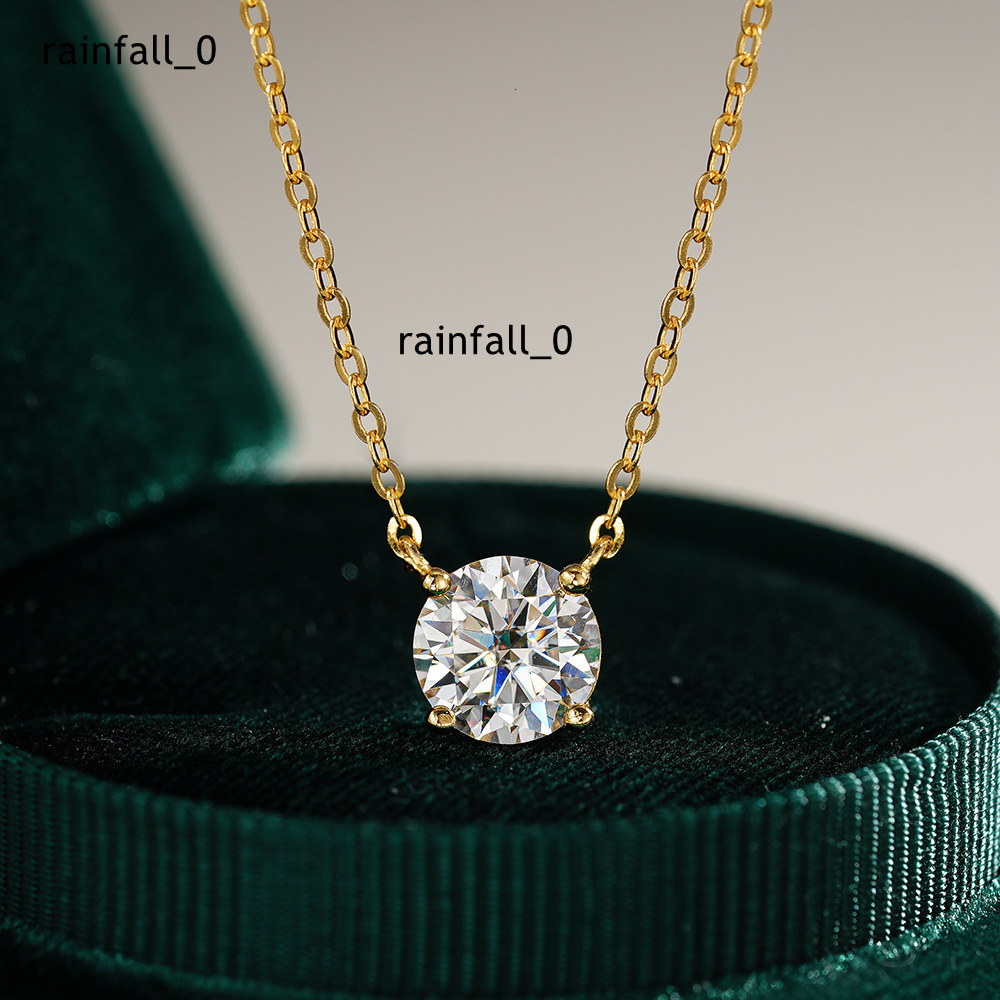 Delicate Trendy Fashion Accessories 925 Sterling Silver Jewelry 14k Gold Plated D Color Moissanite Pendant Necklace for Women