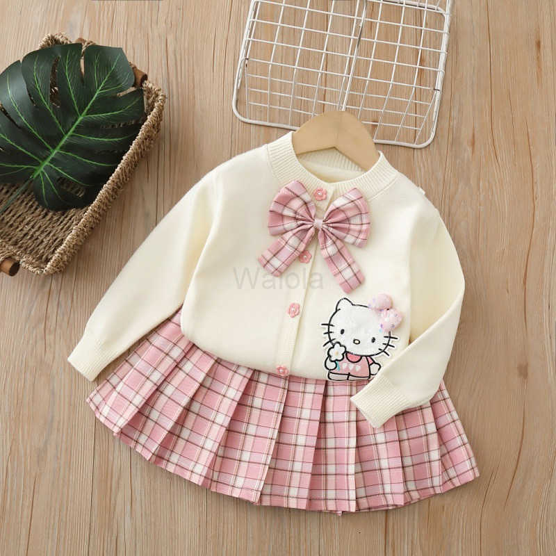 Sanrio Childrens Sweater Knitted Cardigan 2025 Autumn New Cartoon Cute Girl Cardigan Set H251105