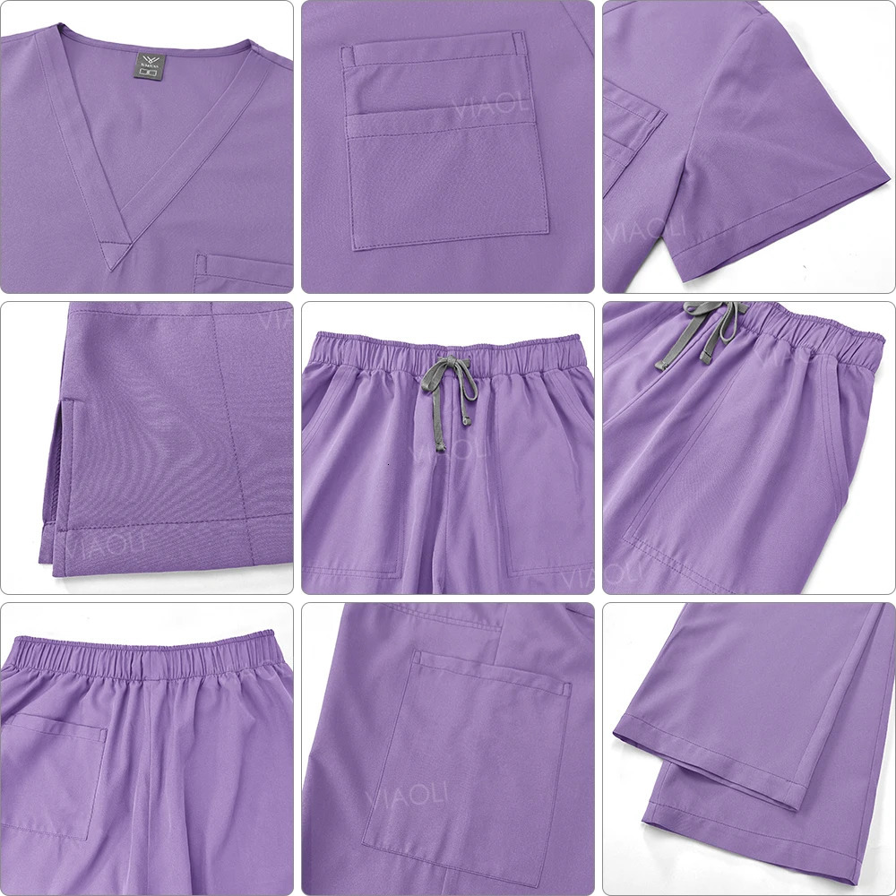 Wholesale Price Suit for Women Gown Lab Coat with Pockets Dental Scrub Veterinary Uniform Soft Nursing Articles 251104