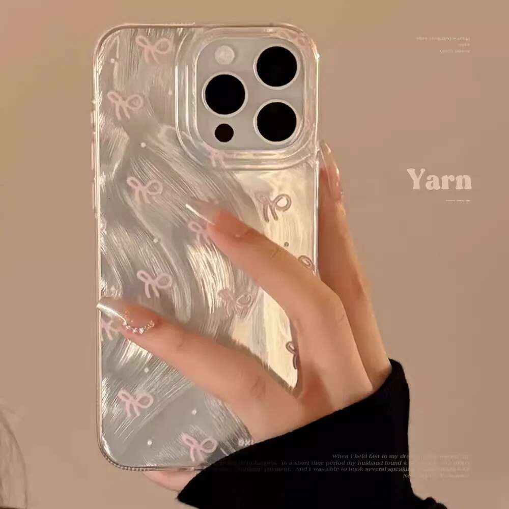 Laser Sier Bow knot Case for iPhone 16 15 14 13 12 11 Pro Plus 16E 7 8 SE2 X XS Max XR Shockproof Bumper Fundas