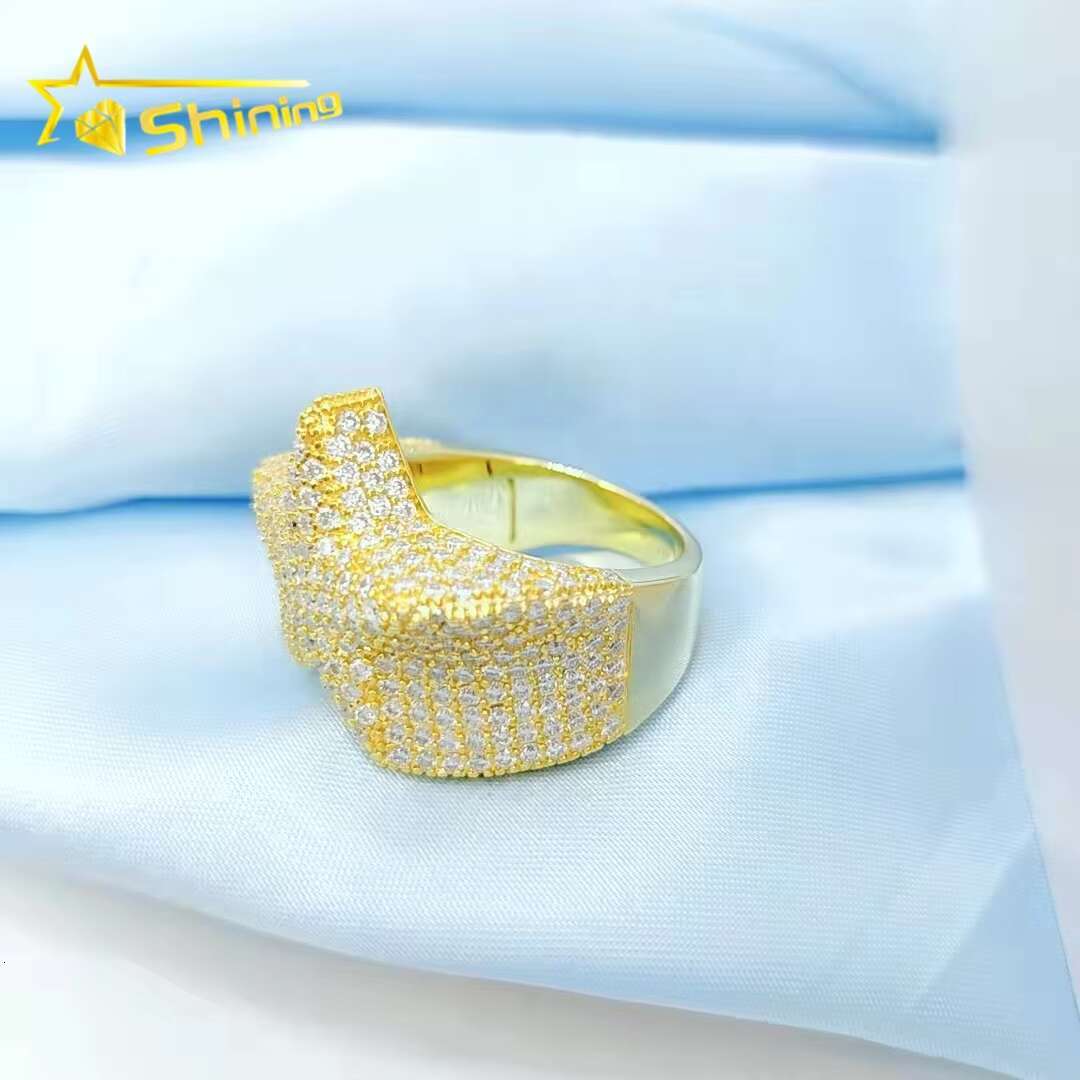 Fine Jewelry Silver Men Rings Silver 925 Vvs Moissanite Iced Out Lab Diamond Hip Hop Jewelry Men Star Ring