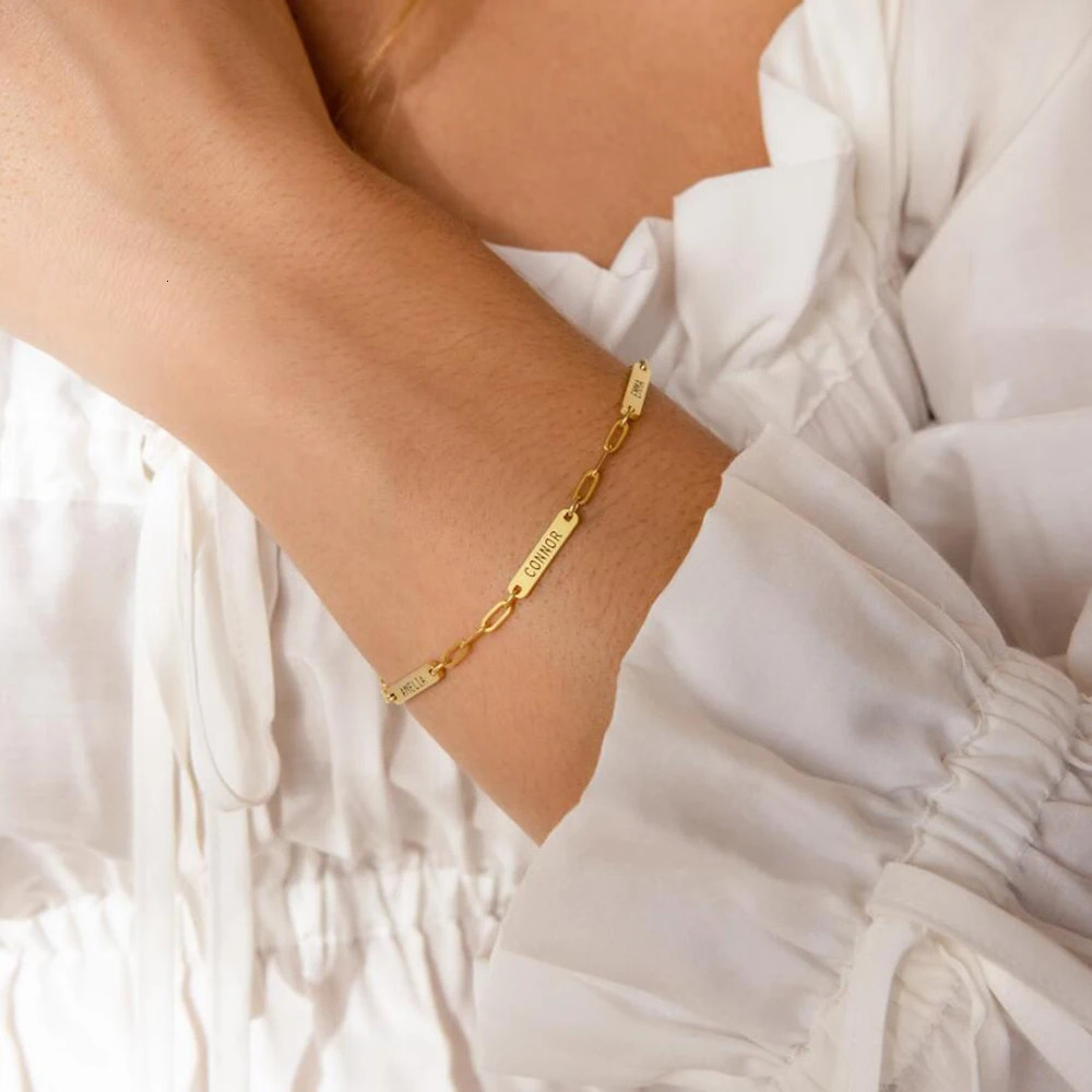 Customized Name Bracelet - Can Add Multiple Sequins - Customized Family and Friends - Stainless Steel Material - Minimalist Gift 250327