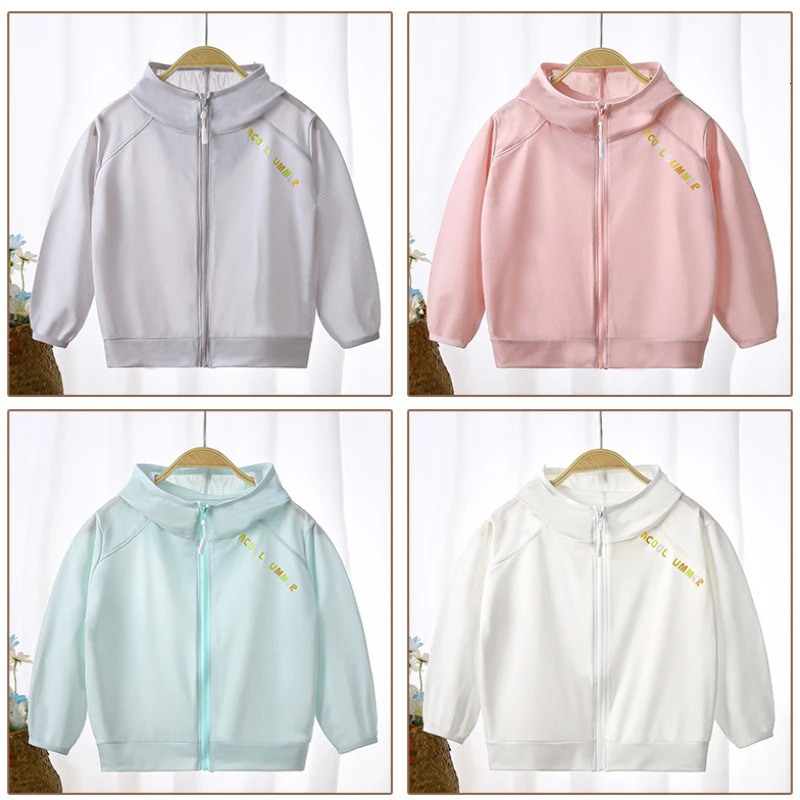 Baby girl boy sun protection jacket childrens teenagers ice silk outdoor UV cardigan 2024 summer clothing 250325z