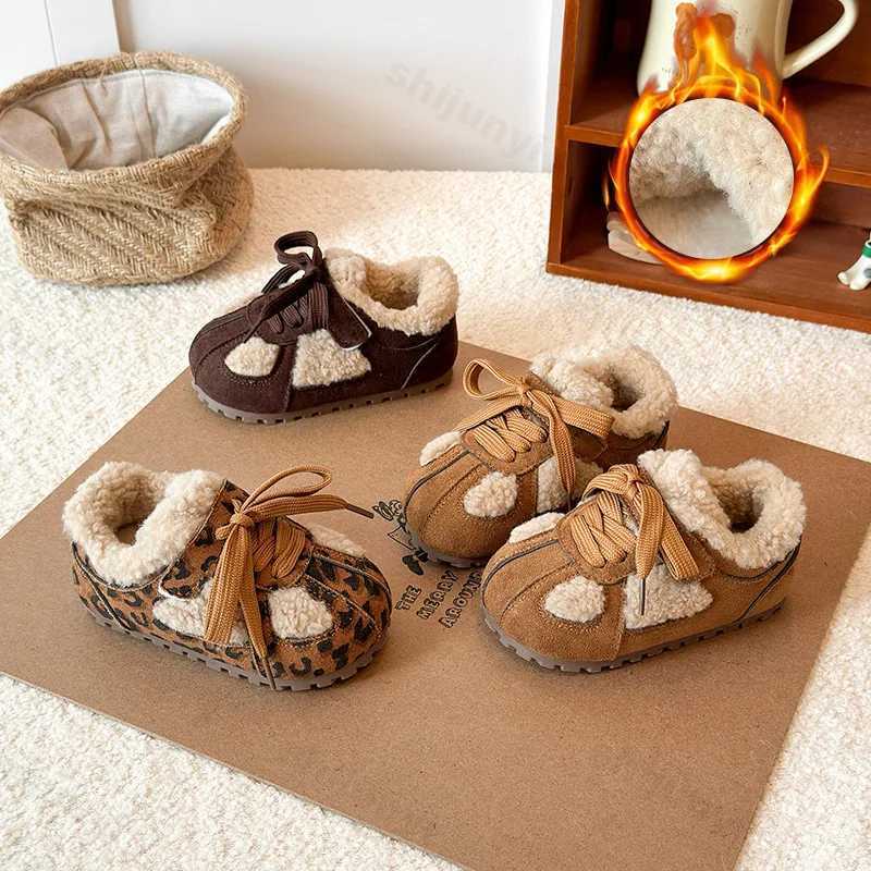 Children Cotton Shoes Leopard Print 2025 Winter New Boys Girls Retro Sports Shoes Kids Toddler Non-Slip Comfortable Casual ShoesT251105