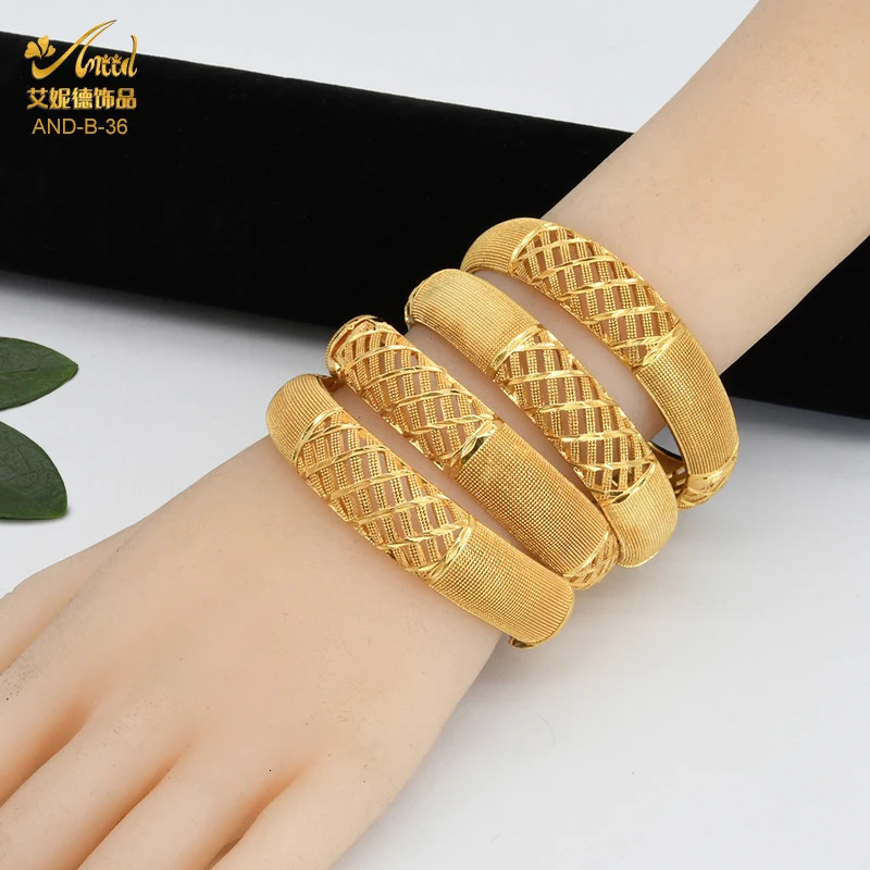 ANIID Dubai Bangles 24K Gold Color African Bracelet For Women Wholesale Alloy Jewellery Wedding Hawaiian Jewelry 251031