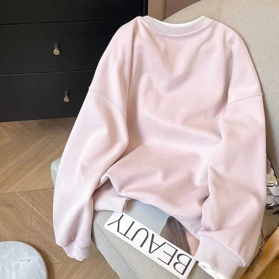 Women Milk Silk Hoodie Thin Autumn Women Tops Long Sleeve Round Neck Casual Pullover Sweatshirt Female Streetwear BlouseT251105