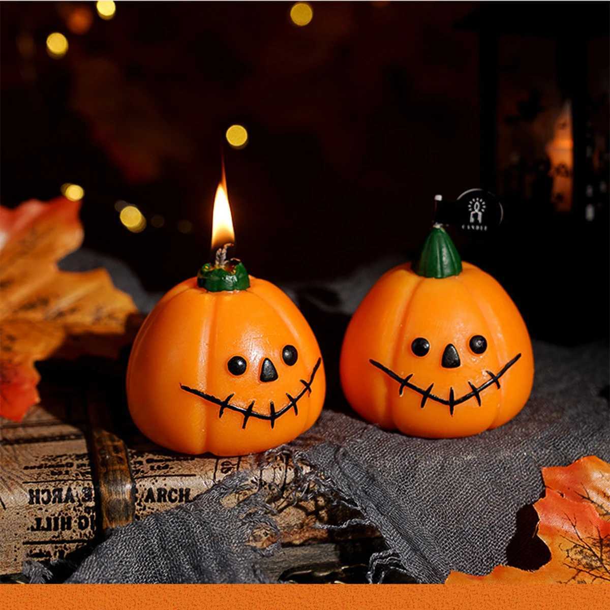 1/3pcs Halloween Scented Candles Set - Spooky Pumpkin Ghost Skull Soy Wax DecorAutumn Festive Home Gifts Trio C251105