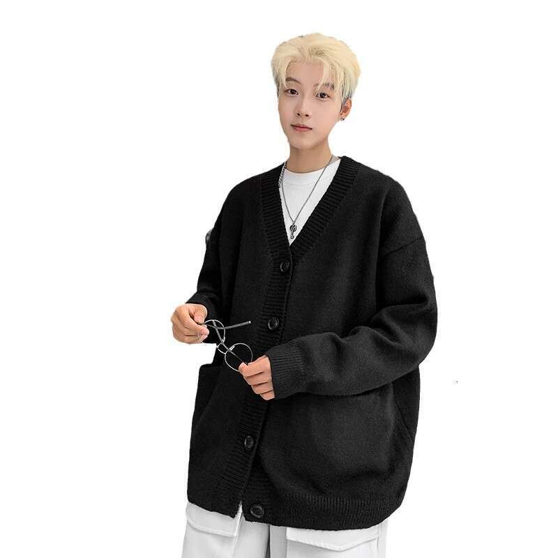 Fashion Autumn Winter Knitted Cardigan Jacket For Men, Lazy Style, High-End Feel, Korean Style V-Neck Sweater, Trendy Knitwear B5
