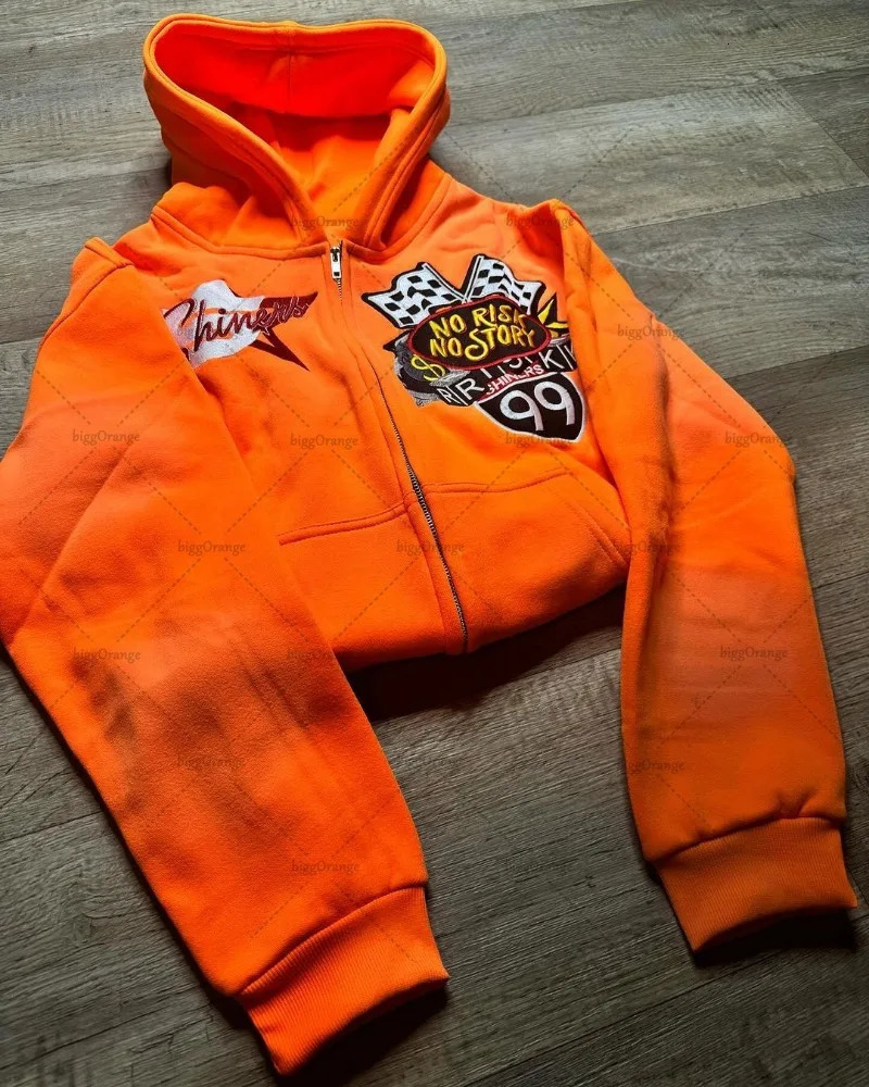 Streetwear Trend Color Zipper Hoodie American Retro Printed Oversized Sweatshirt Mens Hip Hop Punk Casual Loose Jacket Couple 250402