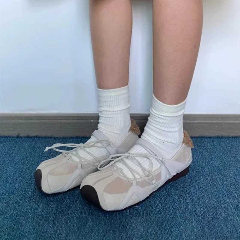 Niche Design Sense Ballet Shoes for Wen2025New Square Toe Flat Shoes Sports Casual Mary Jane Shoes Y251105
