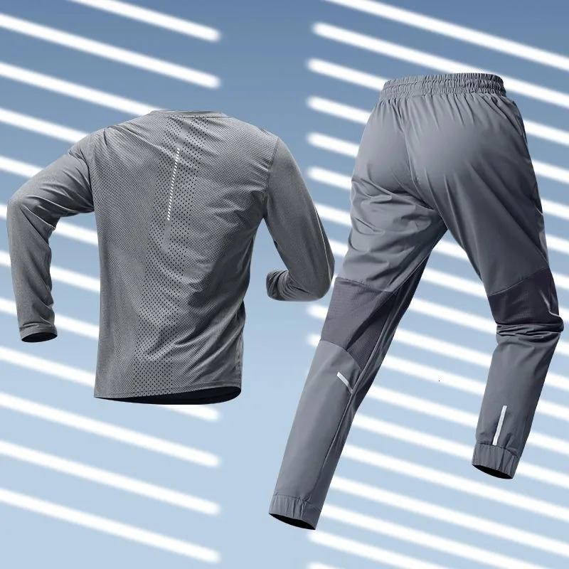 High quality set mens quick drying sportswear breathable fitness sweatshirt cool T-shirt pants 250403