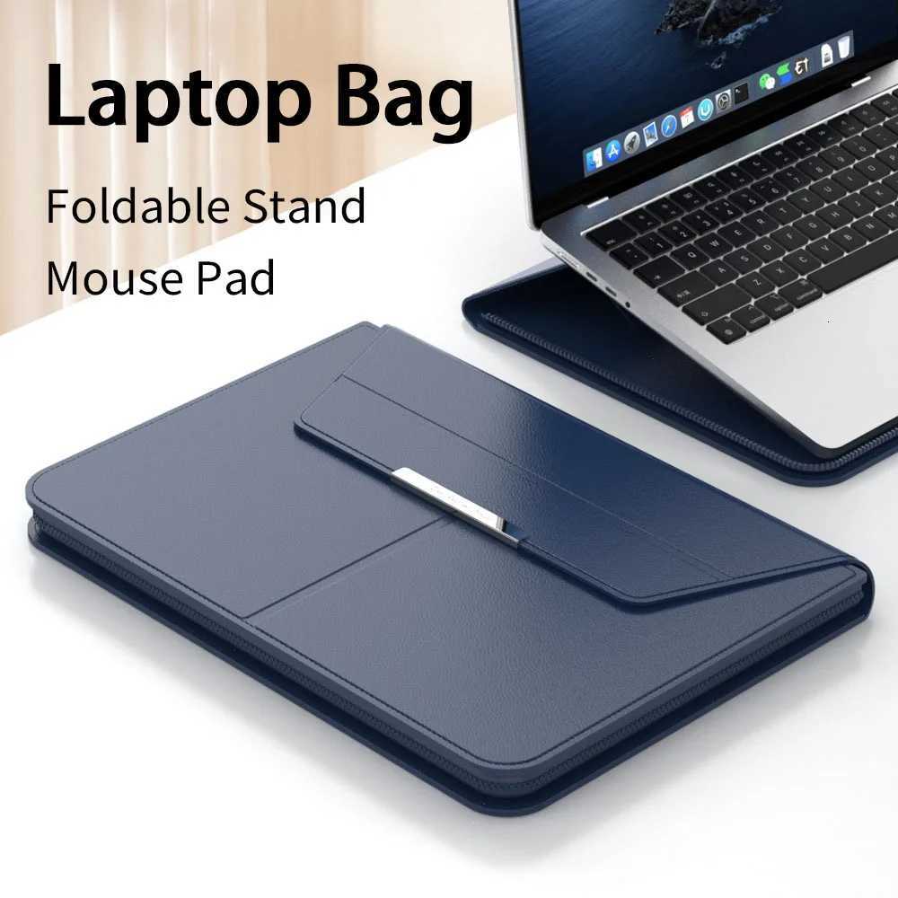 Leather Laptop Bag Waterproof Dustproof Laptop Sleeve with Notebook Stand Holder Mouse Pad for 13-14inch Macbook Z251105