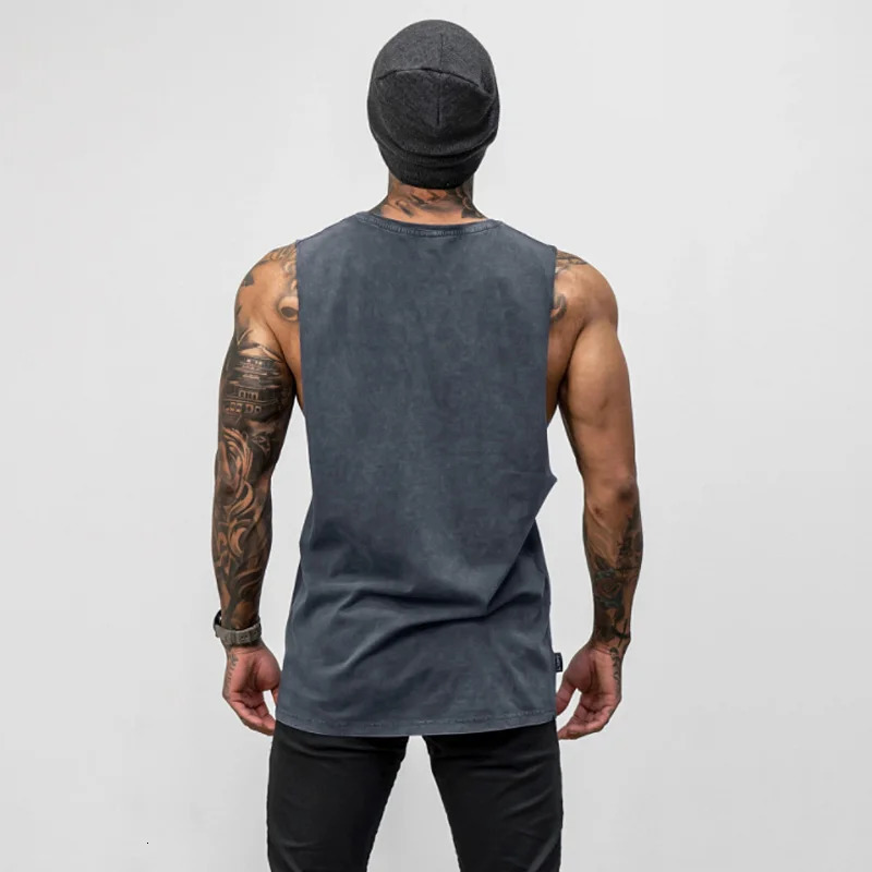 Mens summer gym cotton vest sleeveless mens fitness clothing casual fitness vest sportswear 250403