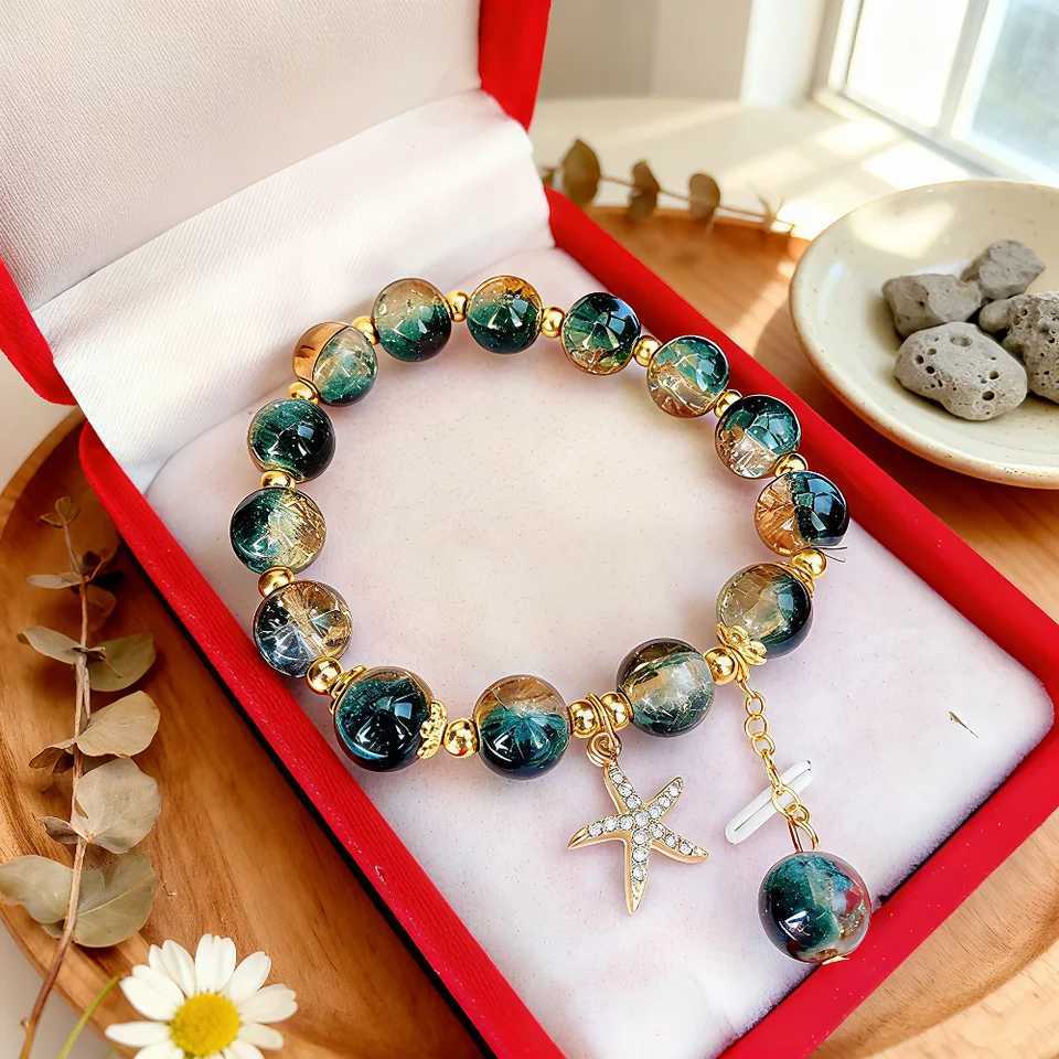 Bohemian Blue Gradient Crystal Beaded Women Ocean Style Starfish Pendant Charm Fashion Handmade Jewelry Gift C251105