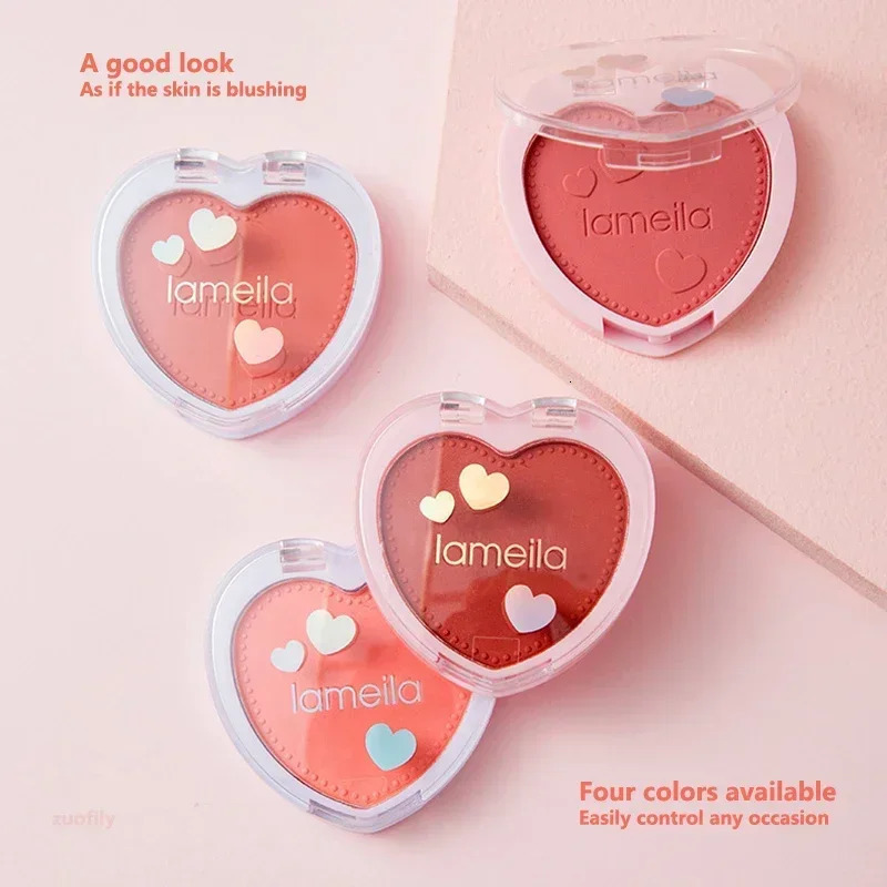Powder blusher makeup love palette 4color mineral powder pink durable natural hawthorn cheek coloring waterproof cosmetics 250325