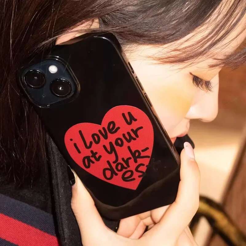Hand Drawn Big Heart I Love You At Your Darkest Phone Case For iPhone 16 15 14 13 12 11 Pro XR XS Max 78 Plus MINI Y2K Cover