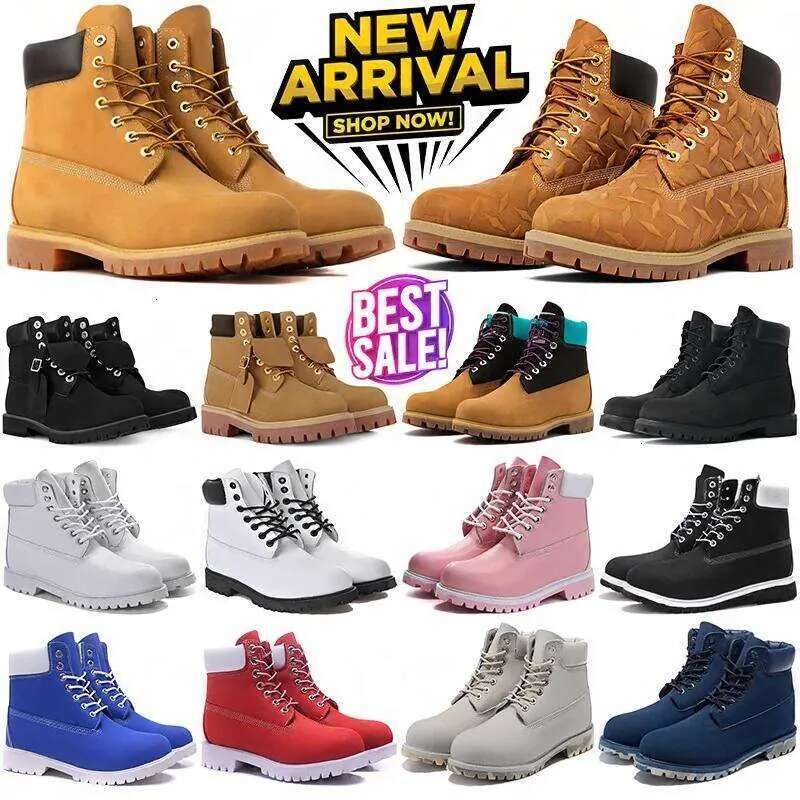 Tims men women yellow martin Ankle Boots Designer Cowboy shoes outdoor sports black white brwon pink red army green grey high top quality boots