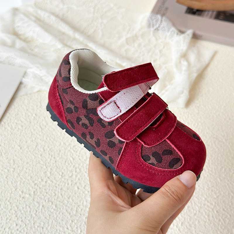 Childrens Toddler Sneakers 1-8 Years Old Leopard Boys Girls Single Shoes Four Seasons Red Soft Non-slip Kids De Training ShoesT251105