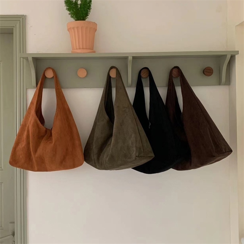 vintage faux suede hobos women shoulder bags large capacity tote bag retro trend autumn big shopper purses handbags 2024251104ww