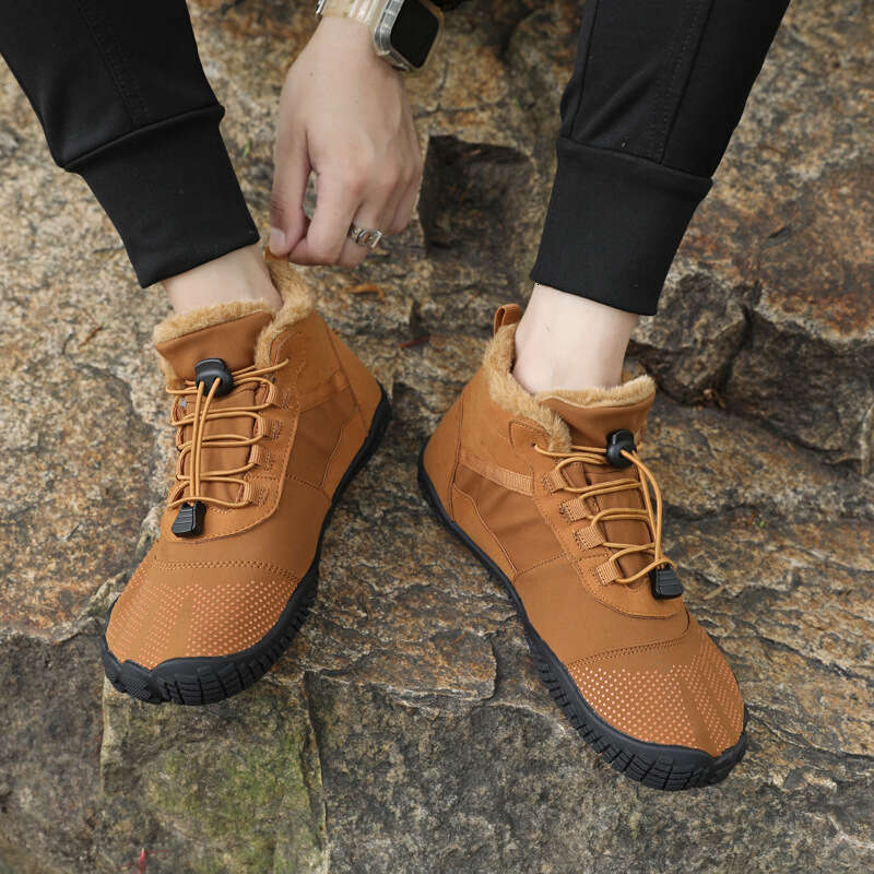 Five Finger Elastic Strap Wading Shoes, Large, High Top, Winter Snow Boots, Couple Style, Plush and Warm Cotton Shoes 6809