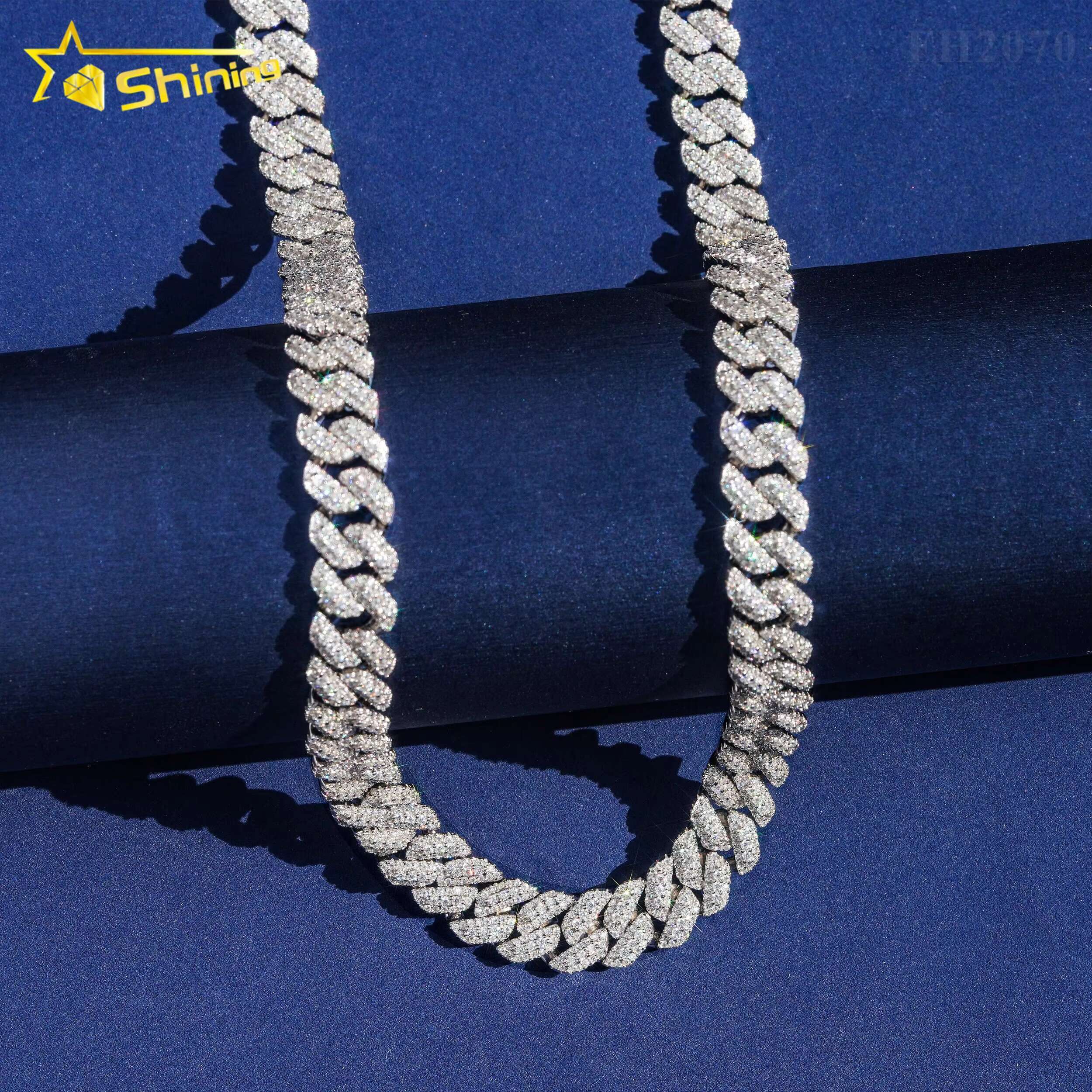 Fine Jewelry Hip Hop Necklace Gold Plated 925 Silver 10MM VVS Moissanite Cuban Link Chain