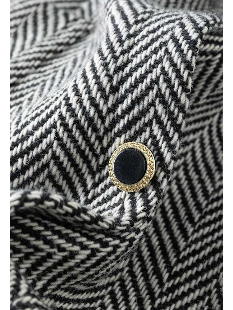 DUSHU Womens Retro Plaid U-neck Vest Skirt Pocket Design Button Placket Design Long Woolen A-line Dress Women Winter Dresses J251105